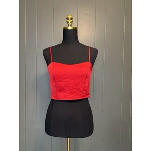 Express Red Cropped Tank‎ Top Side Zip XS Extra Small